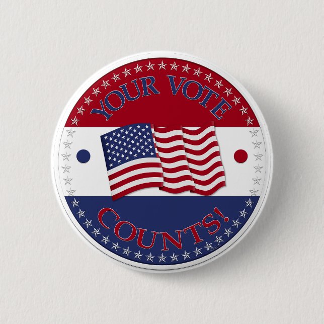 Ihre Stimme zählt mit der Flagge der USA Button (Vorderseite)