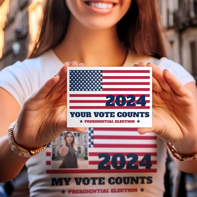 Ihre Stimme zählt USA Flag 2024 Wahl Postkarte (You can change the year as necessary on this postcard. Let  your friends know that their vote counts)