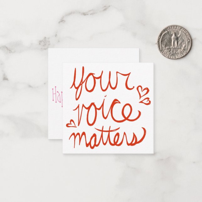 Ihre Stimme zählt Valentine Mitteilungskarte (Vorderseite/Rückseite Beispiel)