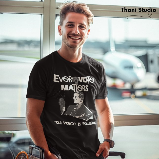 Ihre Stimme zählt Wahlen politisch weiß gedruckt T-Shirt (Von Creator hochgeladen)