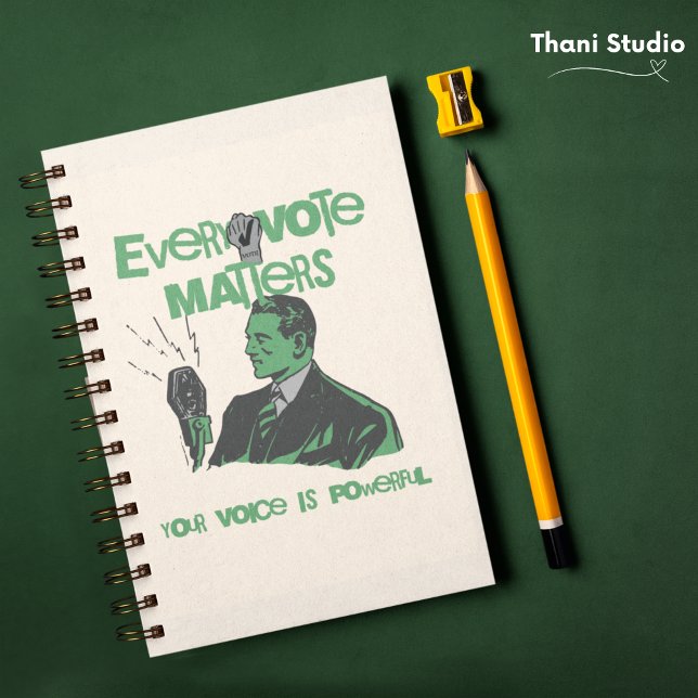 Ihre Stimme zählt Wahlen Politisches Grün gedruckt Notizblock (Von Creator hochgeladen)