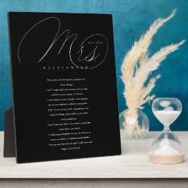 Ihre Stimmen Elegant Mrs. Newlyweds Wedding Vows B Fotoplatte