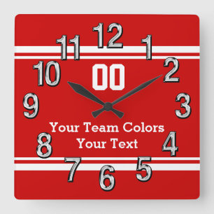 Ihre Team-Farb-und Text-Sport-Wanduhren Quadratische Wanduhr