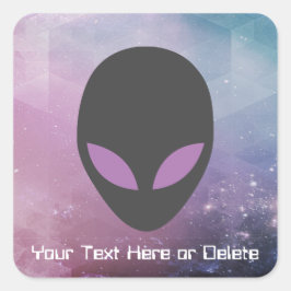 Ihre Text-/Augenfarbe Alien Kopf Niedliche Lila Ga Quadratischer Aufkleber