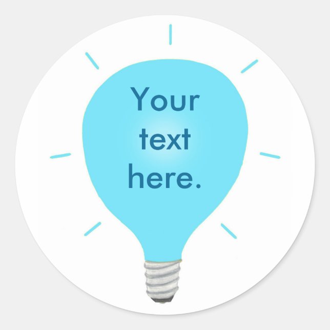 Ihre Text Blue Light Bulb Sticker (Vorderseite)