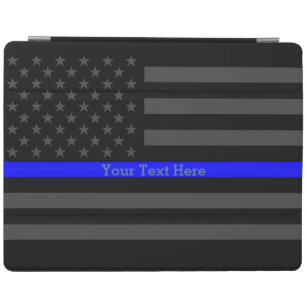 Ihre Text-dünnes Blue Line-Thema graue US-Flagge iPad Hülle