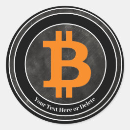 Ihre Text-/Farbfarbe Schwarz & Grau-Grunge Bitcoin Runder Aufkleber