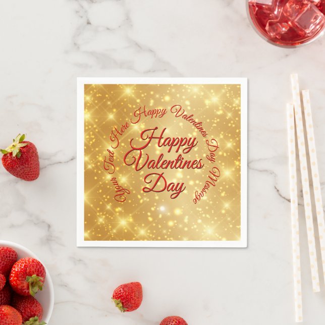 Ihre TEXT Gold Valentinstag Meldung Klein Serviette (Beispiel)