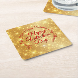 Ihre TEXT Gold Valentinstag-Meldung Rechteckiger Pappuntersetzer