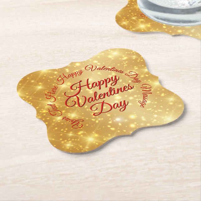 Ihre TEXT Gold Valentinstag-Meldung Untersetzer (angewinkelt)