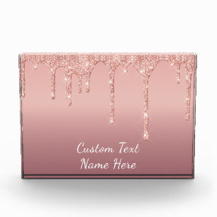 Ihre Text-Rose Gold Blush Glitzer Foto Blockgesche