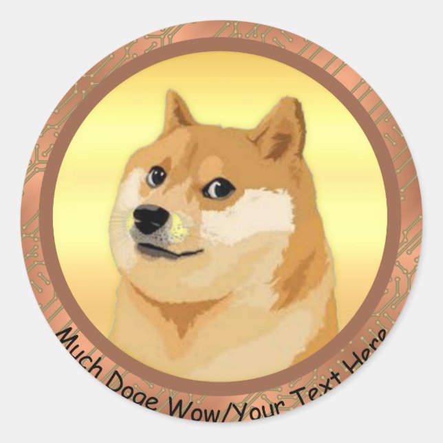 Ihre Text-Rose Gold Dogecoin Krypto viel Doge Wow Runder Aufkleber (Vorderseite)