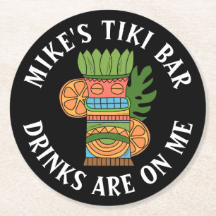 IHRE TIKI-BAR Name hinzufügen Runder Pappuntersetzer