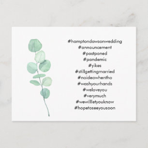 Ihre Top 12 Hashtags Eukalyptus Postponed Wedding Postkarte