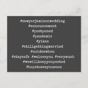Ihre Top 12 Hashtags verschoben Hochzeit Dunkelgra Postkarte