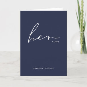 Ihre Vows Card Minimalistische Script Vows Blue Karte