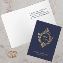 Ihre Vows Navy Blue Imitats Gold Vintages Wappen H