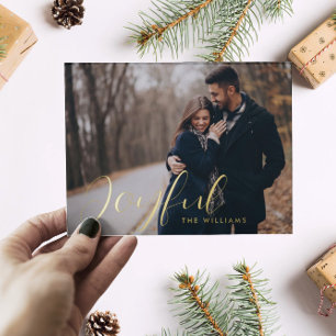 Ihre Weihnachtskarte für das Foto   Joyful Foil Folien Feiertagspostkarte