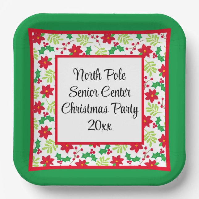 Ihre Worte personalisieren Weihnachts-Party Rot &  Pappteller (Vorderseite)