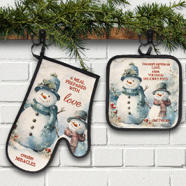 Ihre Zitate Watercolor Schneemann Weihnachten Ofenhandschuh & Topflappen-Set