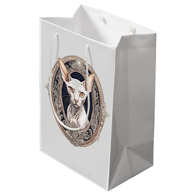 Ihren eigenen Text hinzufügen Mittlere Geschenktüte (Rückseite Schrägansicht)