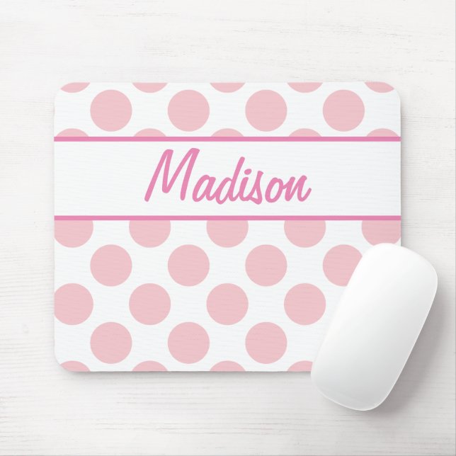 IHREN NAMEN HINZUFÜGEN - Pink Polka dot Mousepad (Mit Mouse)