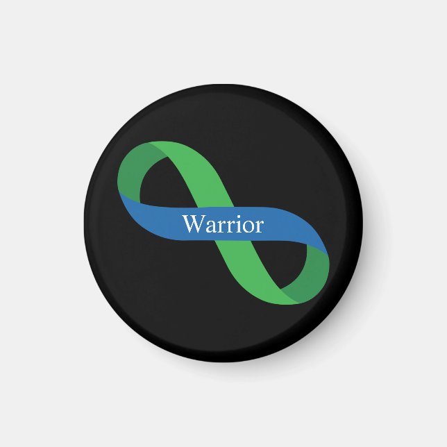 IIH Warrior | Green and Blue Infinity Ribbon Magnet (Vorne)