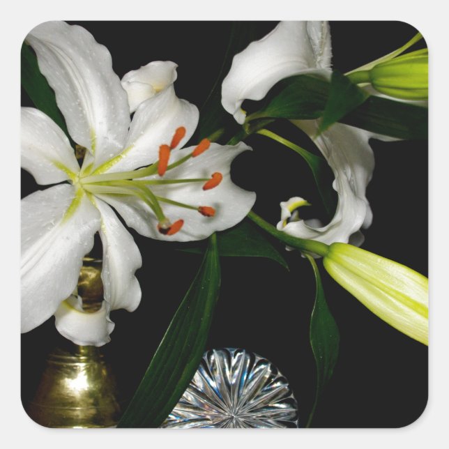 Iirsh Design - Sammlung von Messing und Blume Quadratischer Aufkleber (Vorderseite)