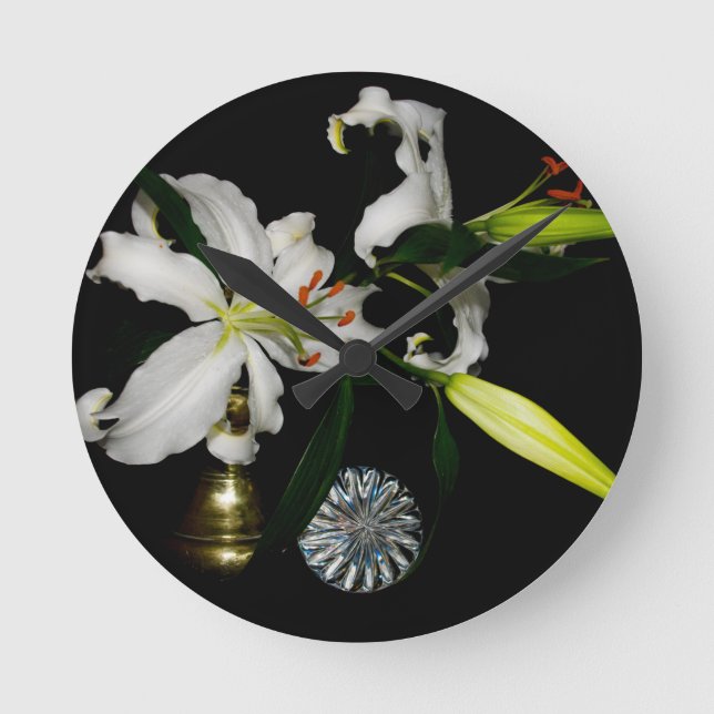Iirsh Design - Sammlung von Messing und Blume Runde Wanduhr (Vorderseite)
