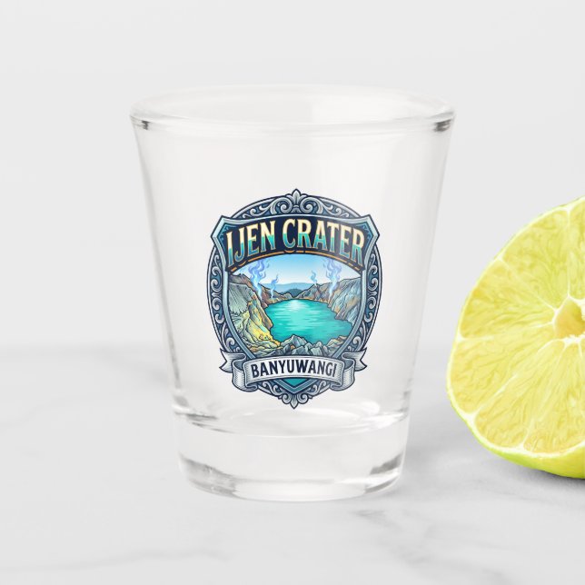 Ijen-Krater Indonesien Schnapsglas (Vorderseite)