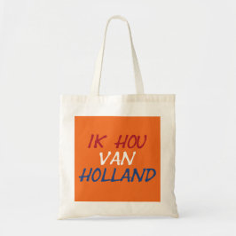 Ik Hou Van Holland Overlay auf orangefarbenem btcn Tragetasche