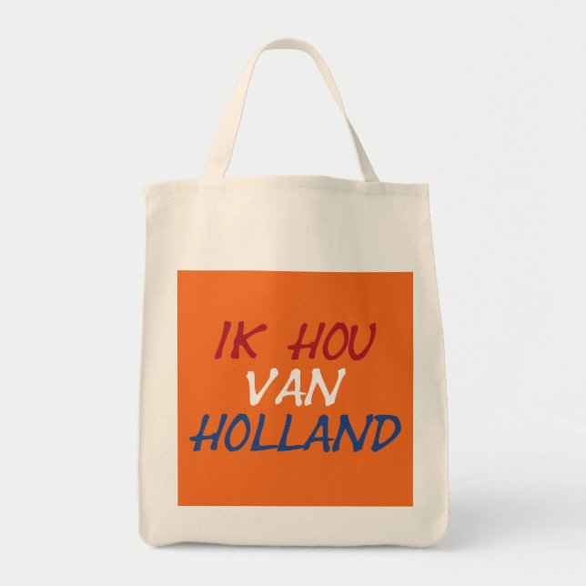 Ik Hou Van Holland Overlay auf orangefarbenem Gtcn Tragetasche (Vorne)