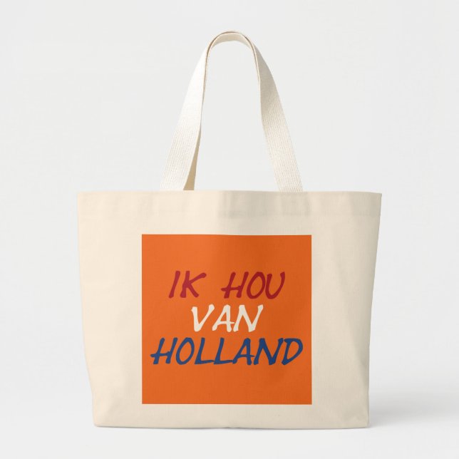 Ik Hou Van Holland Overlay auf orangefarbenem jtcn Jumbo Stoffbeutel (Vorne)