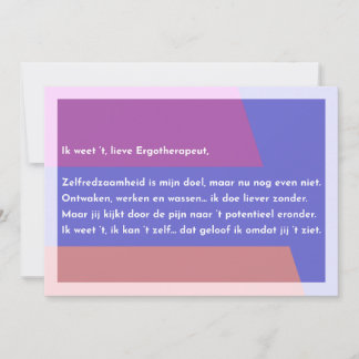 Ik weet ‘t, lieve Ergotherapeut Dankeskarte