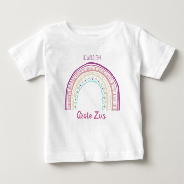 Ik word een grote zus met getekend regenboog baby t-shirt (Vorderseite)