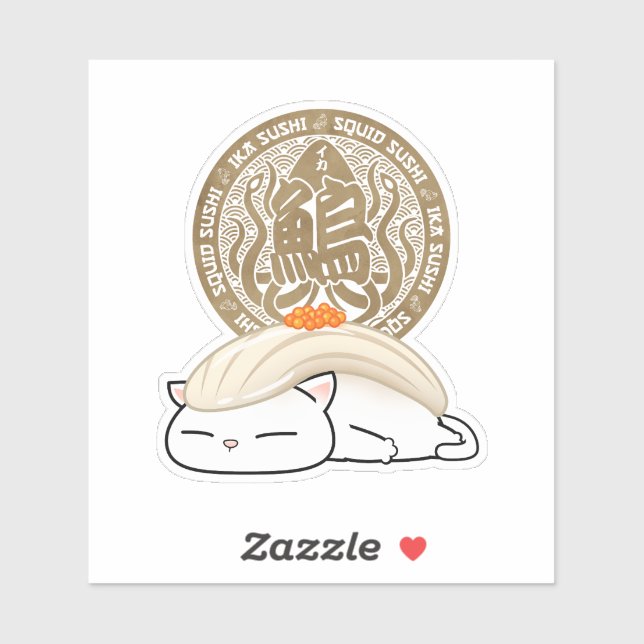 Ika Tintenfisch Sushi Cat Aufkleber (Blatt)
