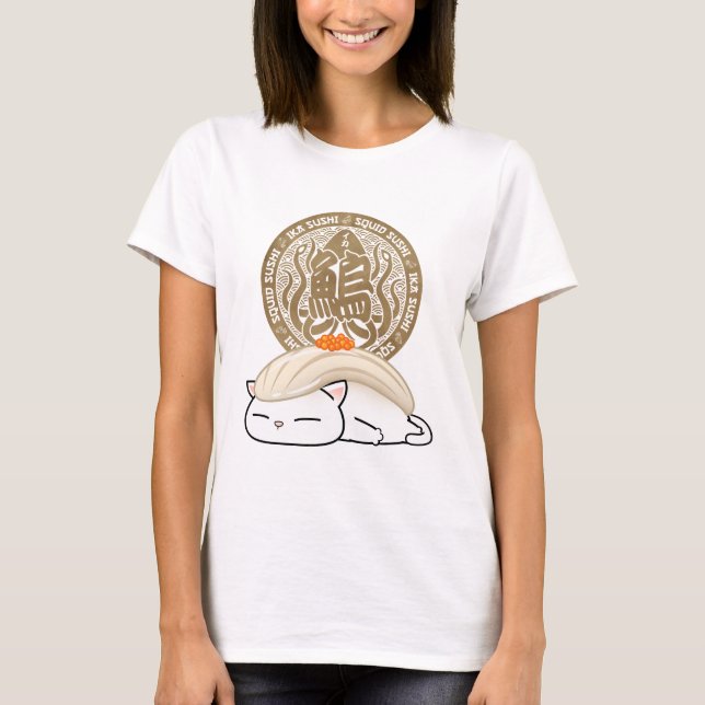 Ika Tintenfisch Sushi Cat T-Shirt (Vorderseite)