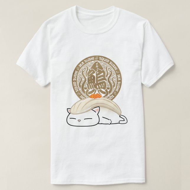 Ika Tintenfisch Sushi Cat T-Shirt (Design vorne)