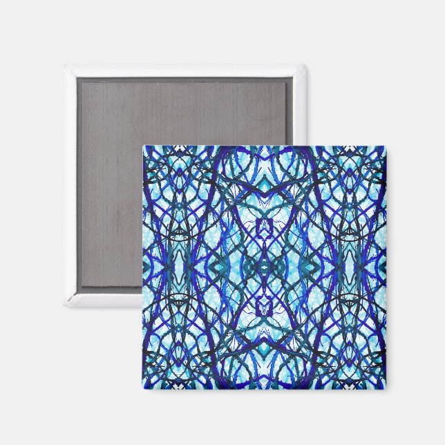 Ikarus Blau Abstrakte Alkoholtinte Kunst Magnet (Vorderseite/Rückseite)