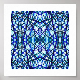 Ikarus Blau Abstrakte Alkoholtinte Kunst Poster