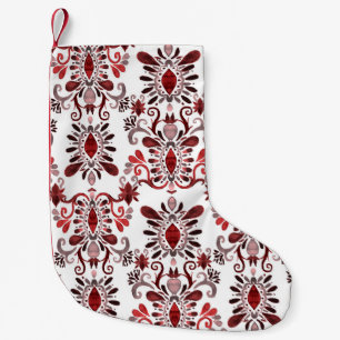 Ikat-Aquarell: Tribal-ethnisches nahtloses Muster. Kleiner Weihnachtsstrumpf