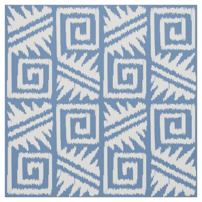 Ikat Aztec - Chambrey Blue und White Stoff (Muster)