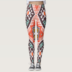Ikat Aztec: Ethnisch gestreifte Textur Leggings