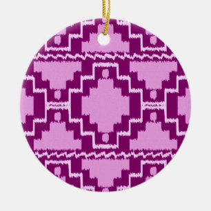 Ikat Aztec Muster - Amethyst Lila und Violet Keramik Ornament