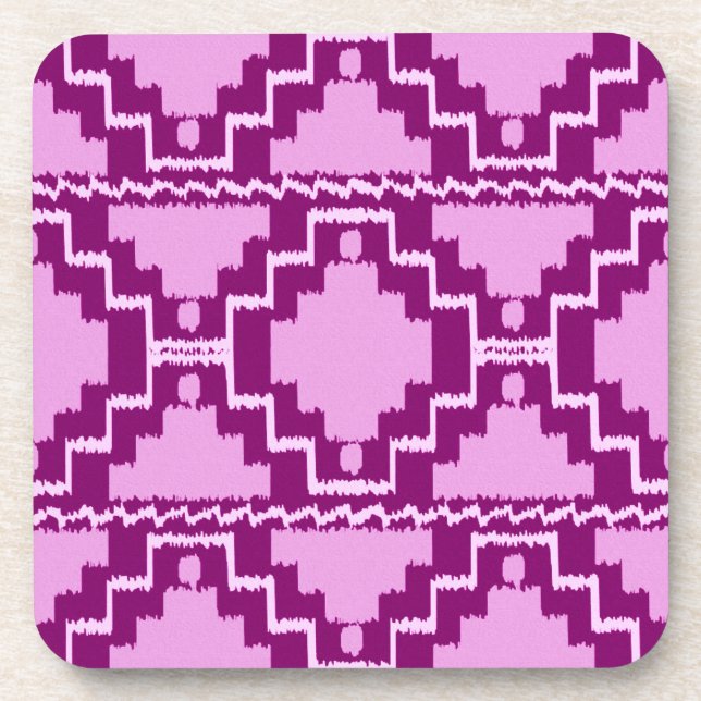 Ikat Aztec Muster - Amethyst Lila und Violet Untersetzer (Vorderseite)