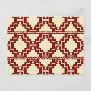 Ikat Aztec Muster - Beige, Burgund und Pink Postkarte