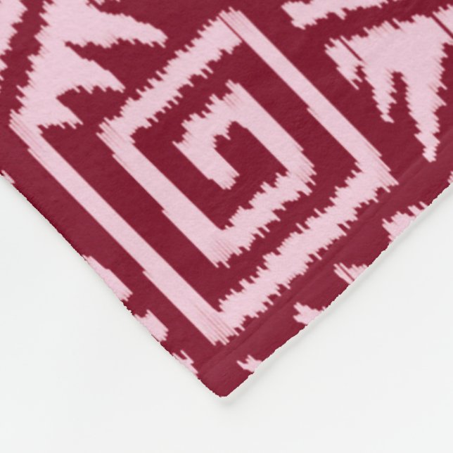 Ikat Aztec Muster - Burgund und Rosa Fleecedecke (Ecke)