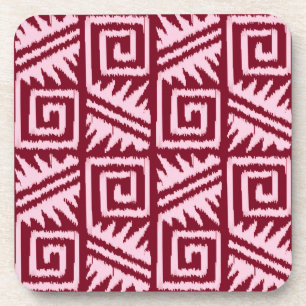 Ikat Aztec Muster - Burgund und Rosa Getränkeuntersetzer