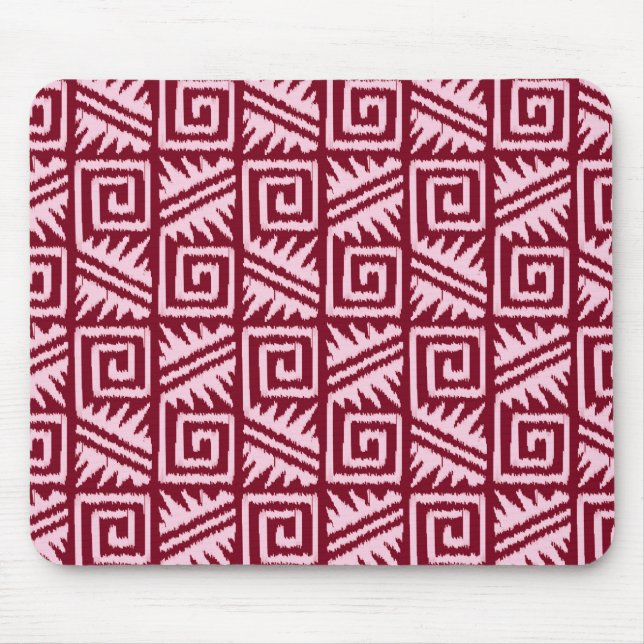 Ikat Aztec Muster - Burgund und Rosa Mousepad (Vorne)