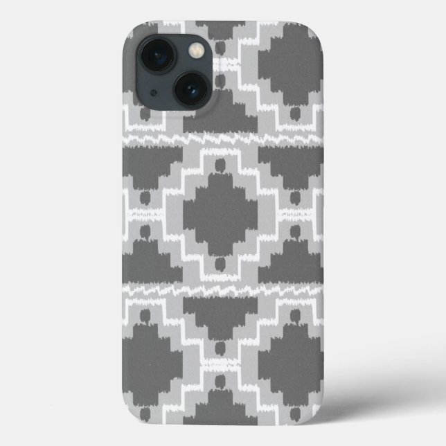 Ikat Aztec Muster - Dunkel und leicht grau / grau Case-Mate iPhone Hülle (Rückseite)